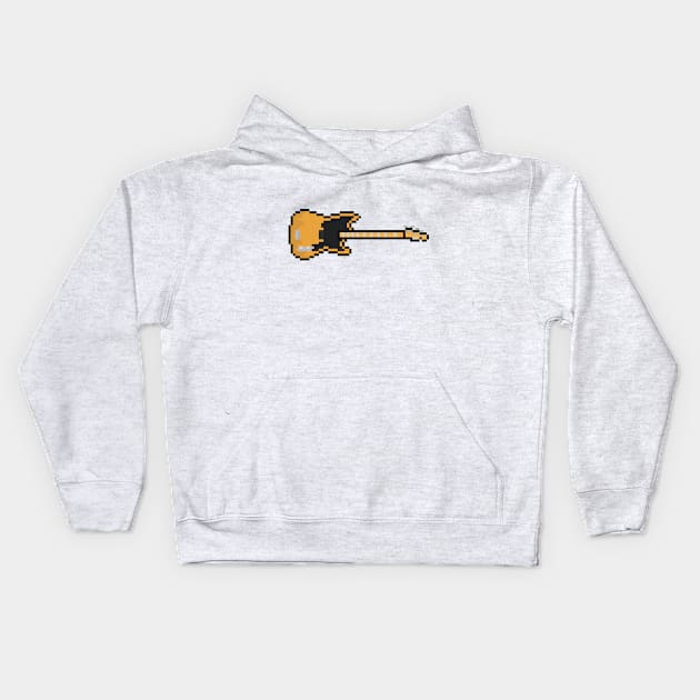 Pixel 1951 Wood Precision Bass Guitar Kids Hoodie by gkillerb